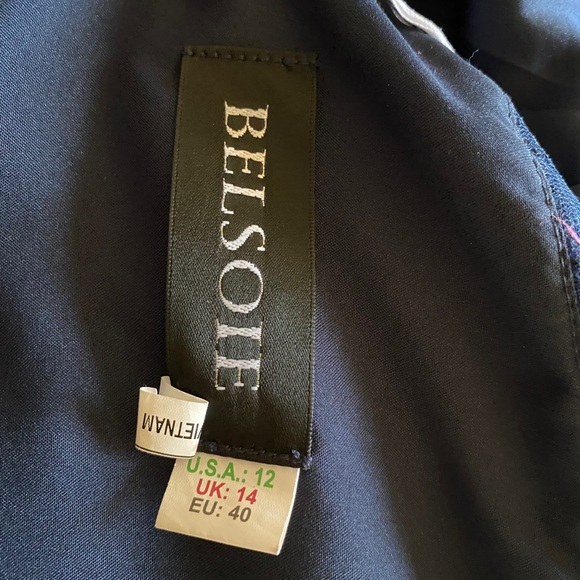 Belsoie navy blue satin & rhinestone dress - Picture 4 of 4